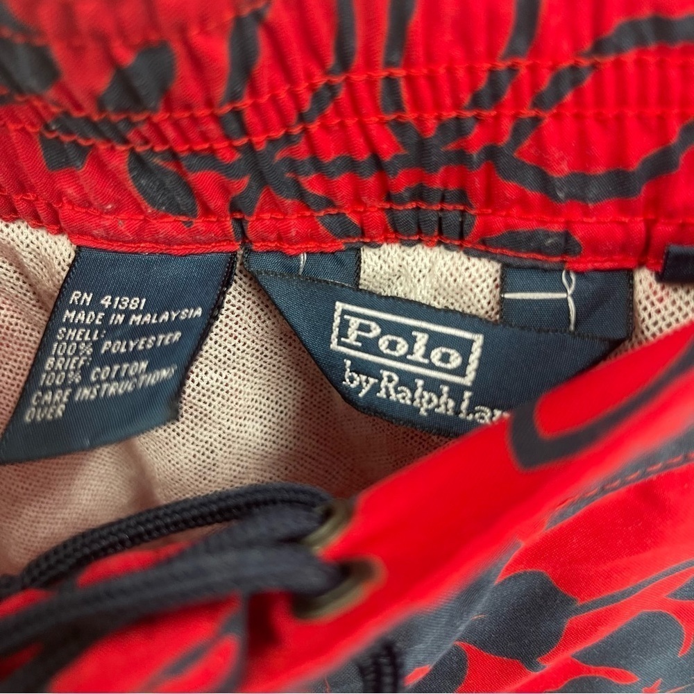 Polo Ralph Lauren Swim Trunks Mens Size XL Shorts Red Blue Floral 6.5 Inseam - Picture 5 of 9